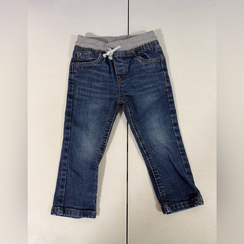 Cat and Jack Blue Jeans size 18 Mo with Knit Waistband and Draw string